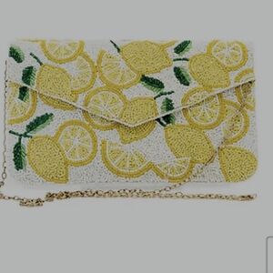 Lemon Beaded Crossbody Bag